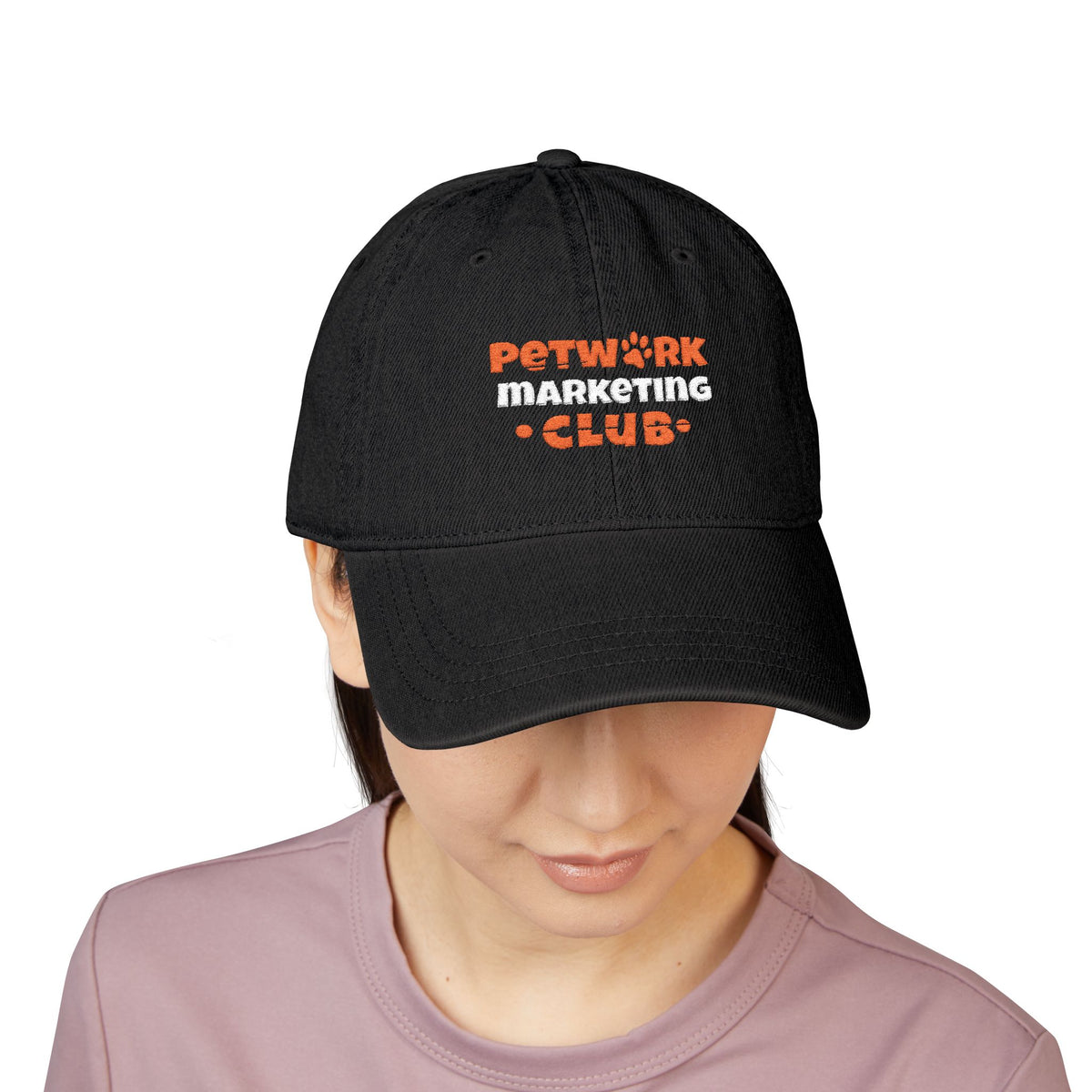 Petwork Marketing Club Embroidered Denim Hat — Paw Print Logo Cap