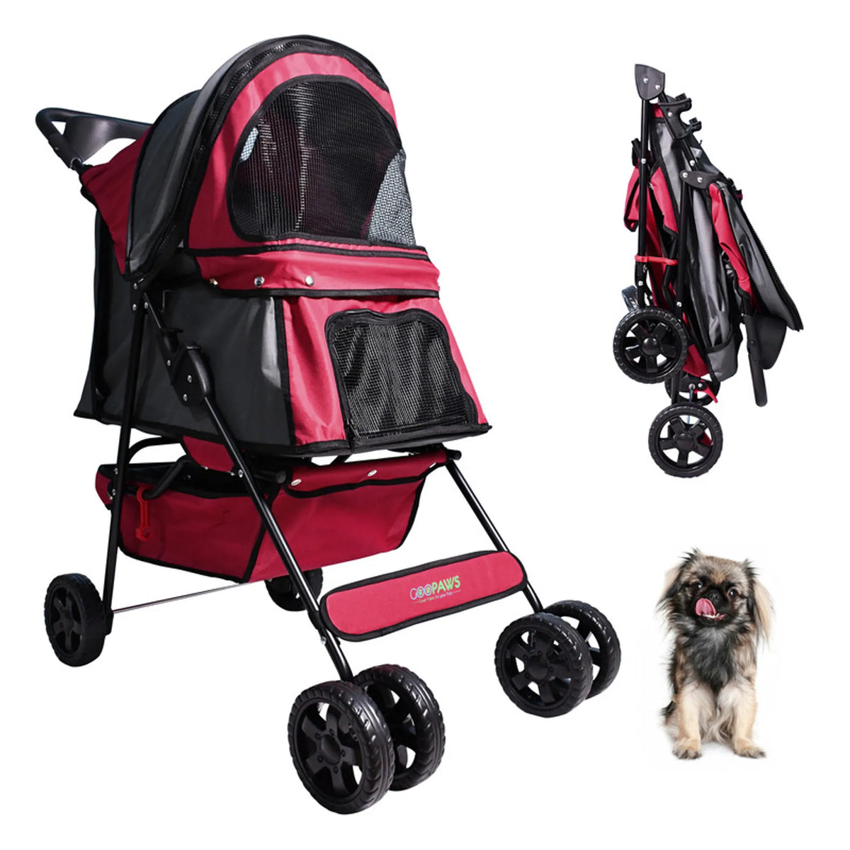 GOOPAWS 4 Wheel Dog Stroller, 36-in