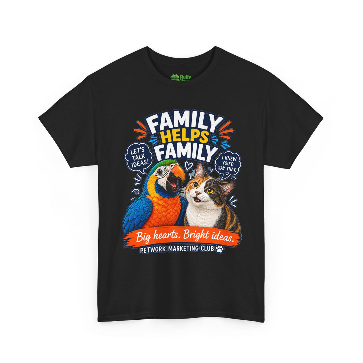 Family Helps Family Parrot & Cat T-Shirt
