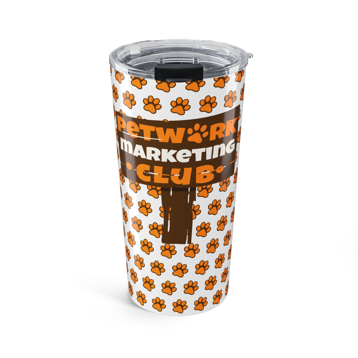 20oz Orange Paw Print Tumbler – Cute Pet Lover Travel Cup