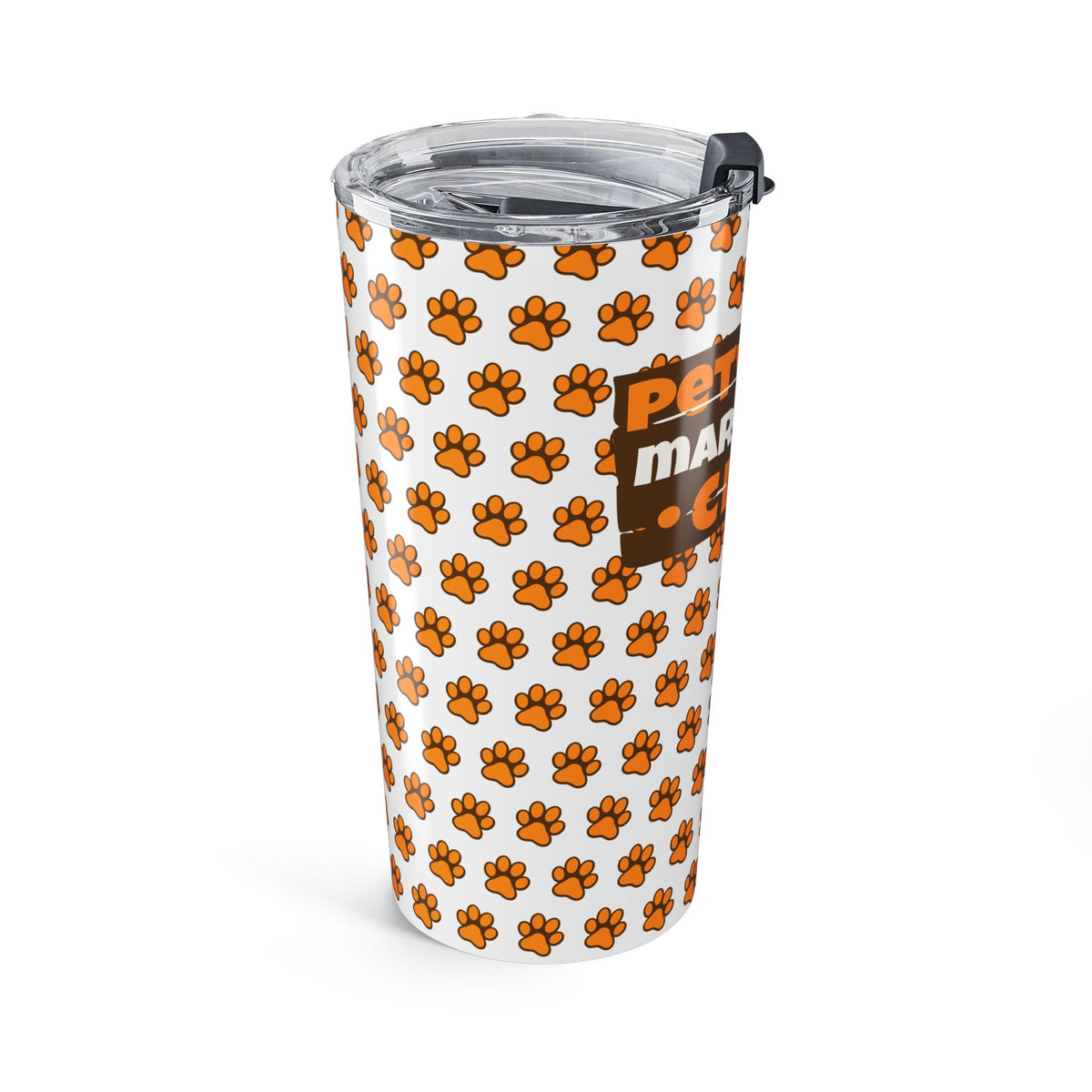 20oz Orange Paw Print Tumbler – Cute Pet Lover Travel Cup