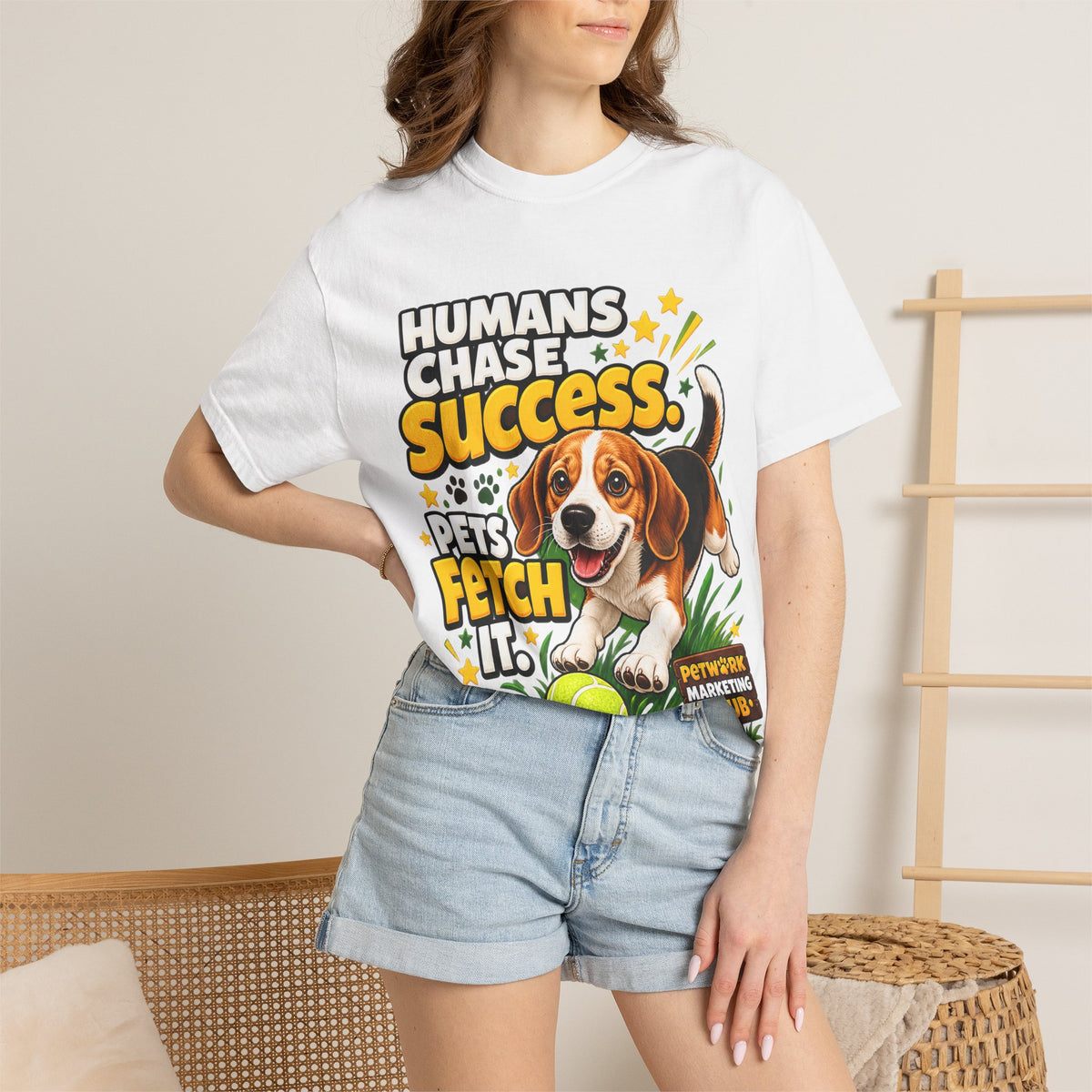 Scout - "Humans Chase Success, Pets Fetch It" - Tee
