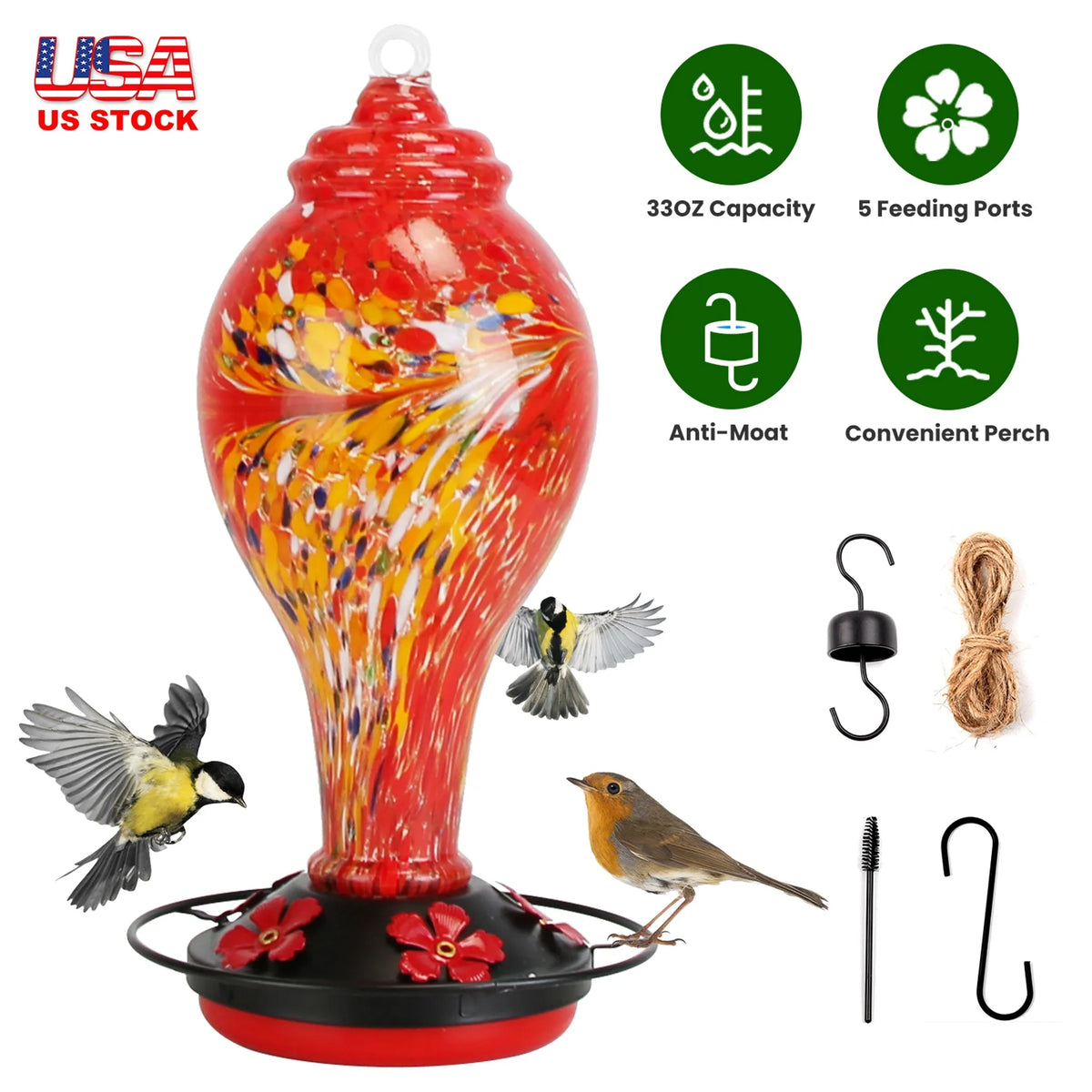 Glass Hummingbird Feeder