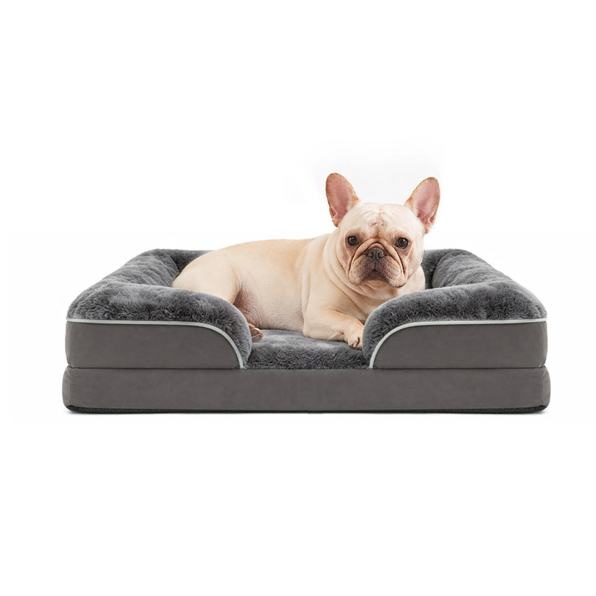 LFC PETS Orthopedic Bolster Dog & Cat Sofa Bed, Dark Grey