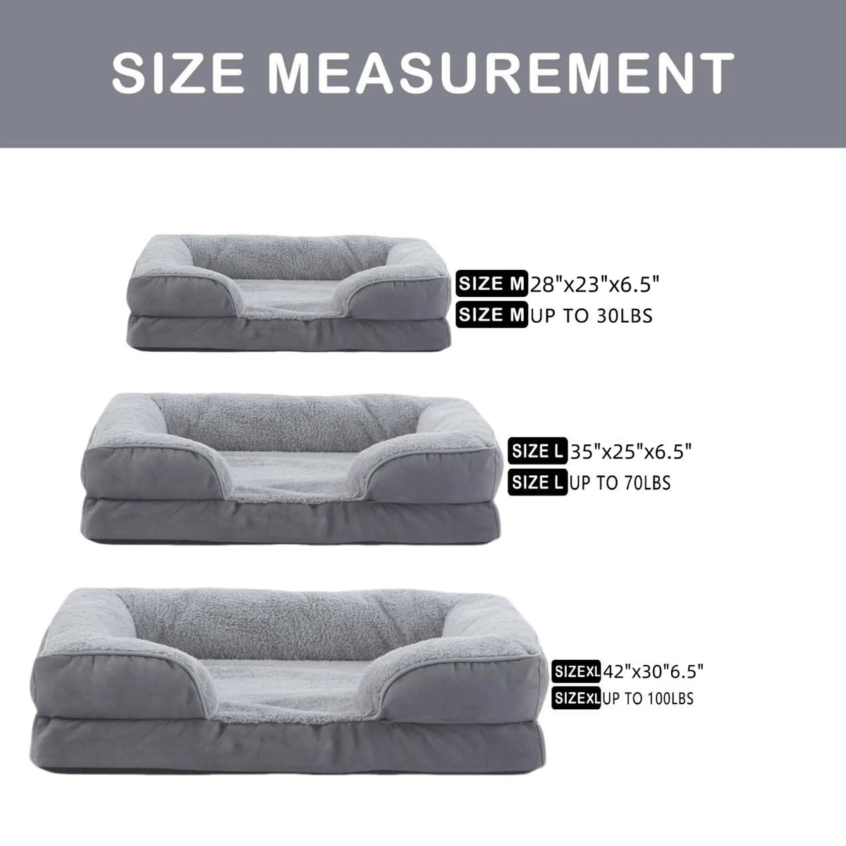 LFC PETS Orthopedic Bolster Dog & Cat Sofa Bed, Dark Grey