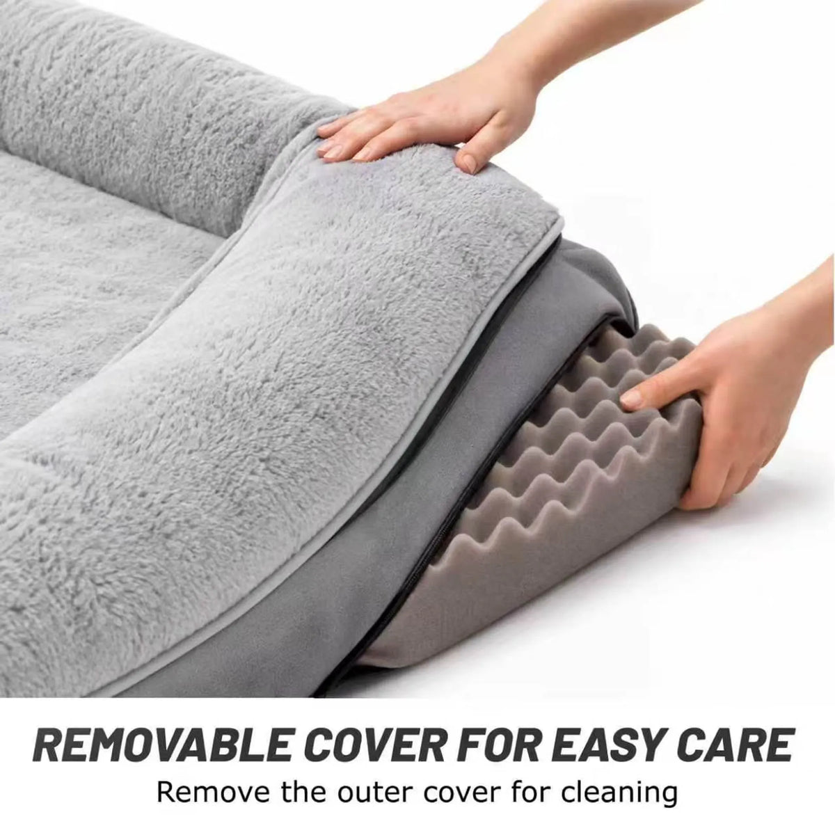 LFC PETS Orthopedic Bolster Dog & Cat Sofa Bed, Dark Grey