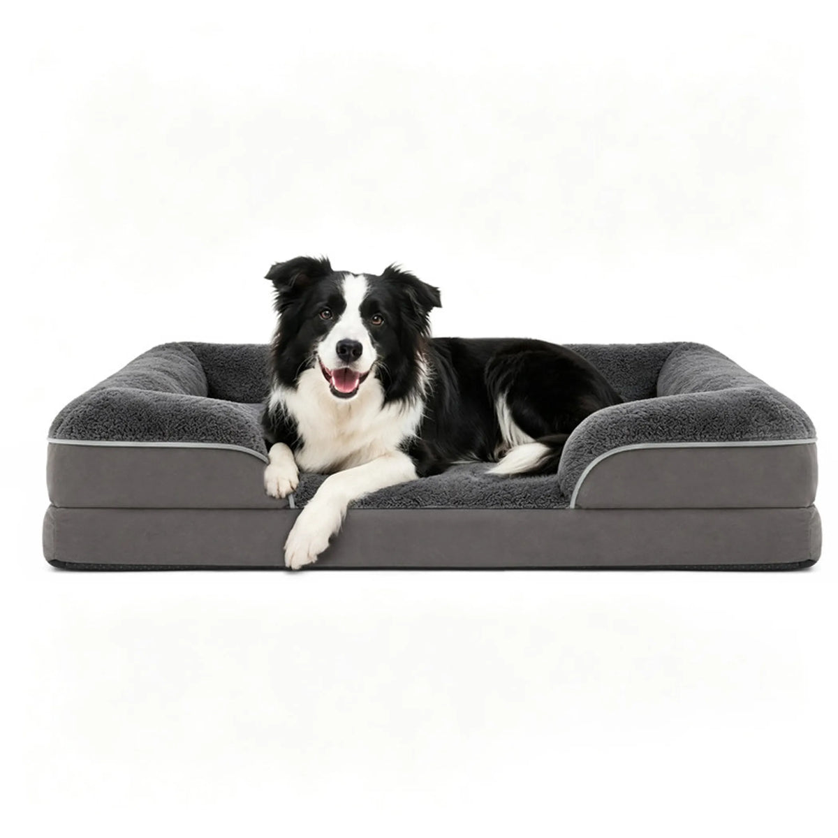 LFC PETS Orthopedic Bolster Dog & Cat Sofa Bed, Dark Grey