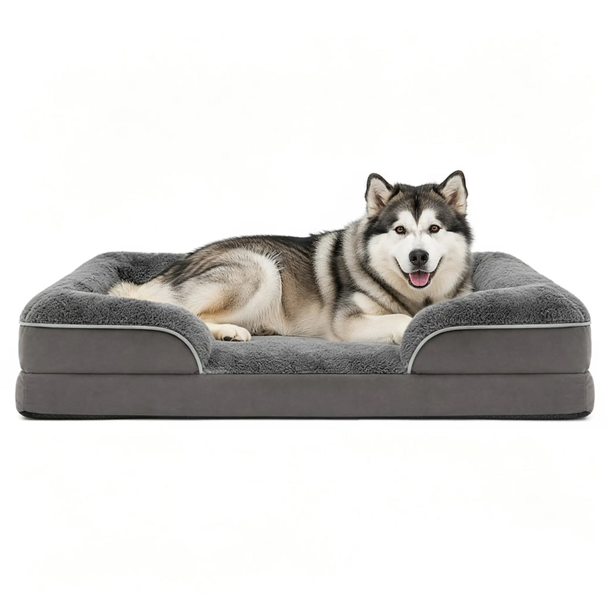 LFC PETS Orthopedic Bolster Dog & Cat Sofa Bed, Dark Grey