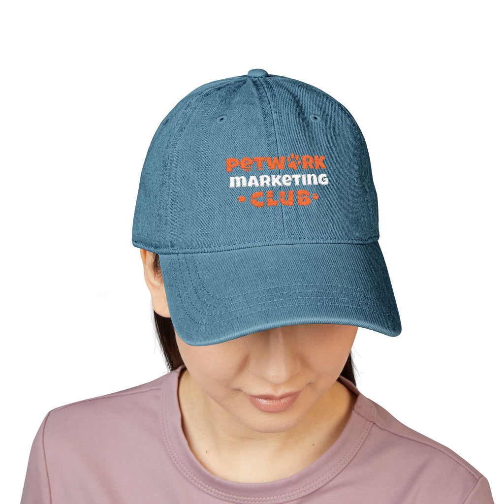 Petwork Marketing Club Embroidered Denim Hat — Paw Print Logo Cap