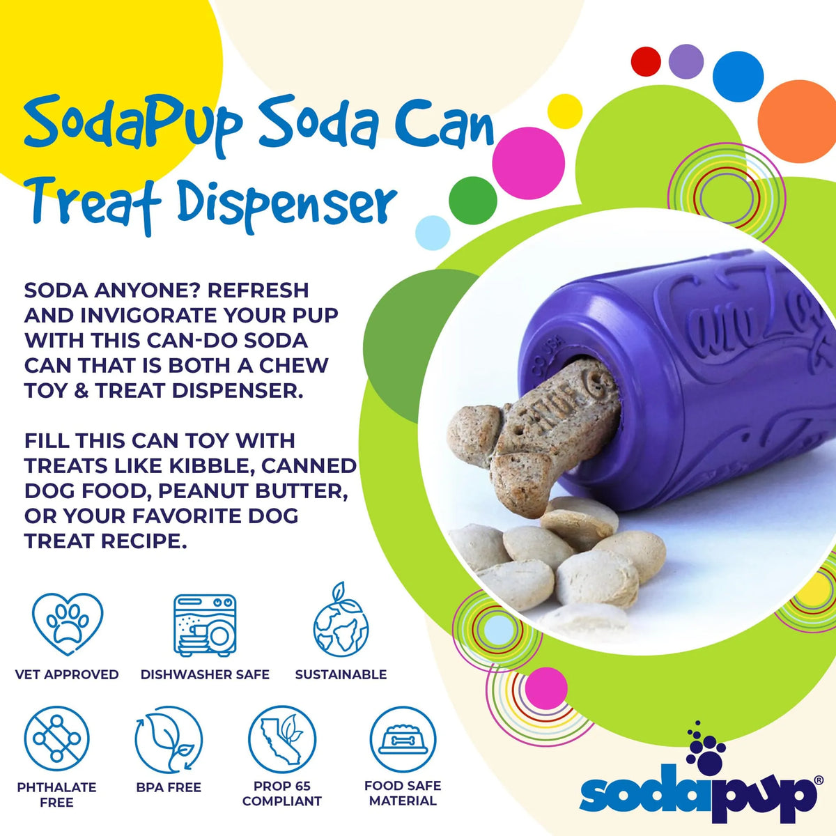 Can Toy eDispenser Durable Rubber Chew Toy & Treat Dispenser