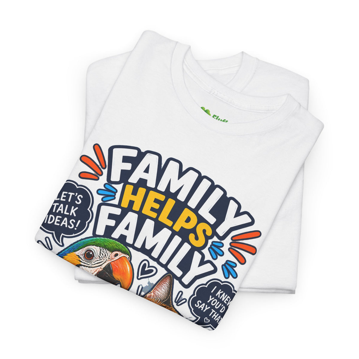 Family Helps Family Parrot & Cat T-Shirt