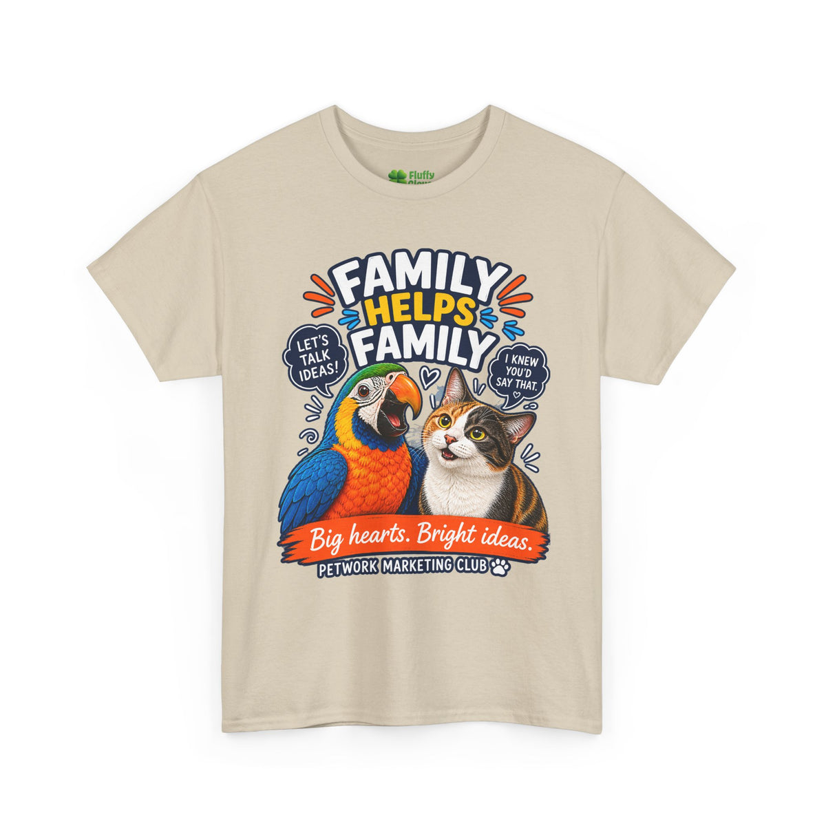 Family Helps Family Parrot & Cat T-Shirt