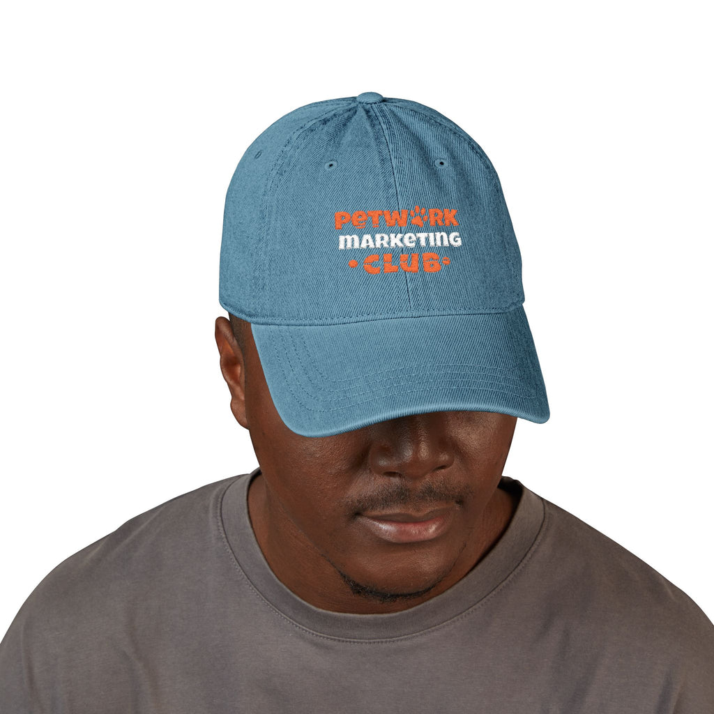 Petwork Marketing Club Embroidered Denim Hat — Paw Print Logo Cap